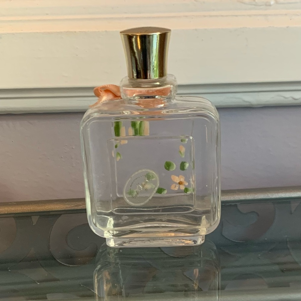 Hand painted peach flowers perfume bottle by Gale Blashka Guilt Reflections - Picture 2 of 12